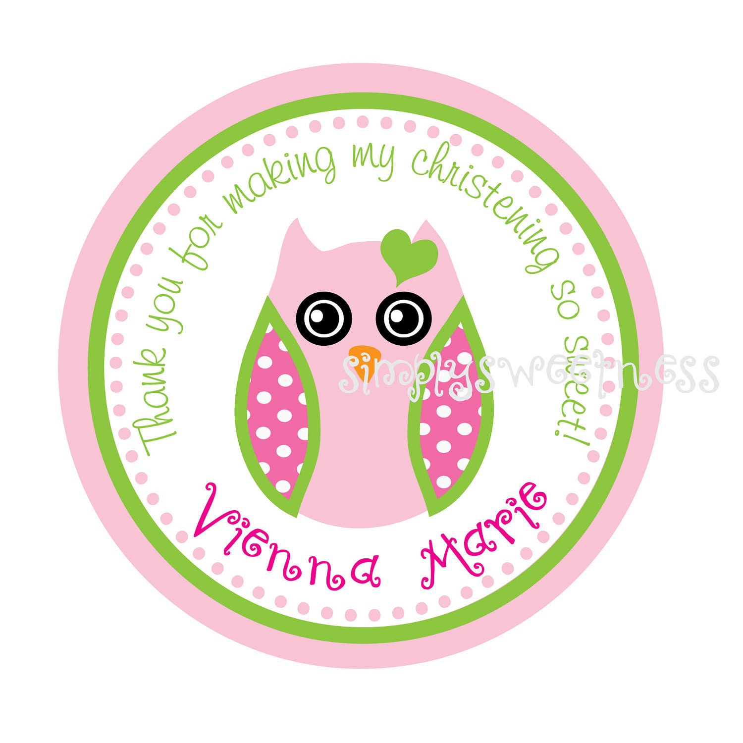 Owl, Pink, Personalized Stickers, Gift, Polka dots, Birthday, Party, Favor stickers,Labels, Tags, Personalized Sticker Labels Set of 25 Il_570xn