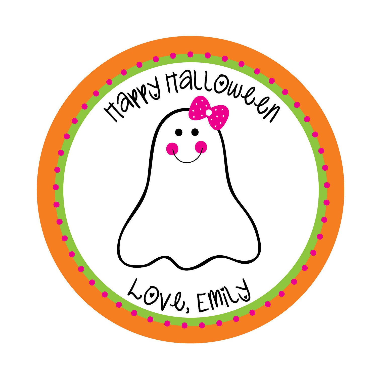 Personalized Stickers,Halloween,Polka Dot, Ghost, Cute,Kids,Party, Favor stickers,Personalized Stickers Set of 24 Il_570xn