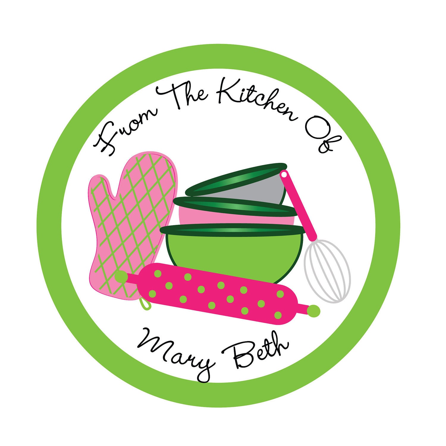 Personalized Stickers, Kitchen, Mixer, Baking, Polka dots,Children, KidsParty, Favor stickers,Sticker Labels Set of 24 Il_570xn