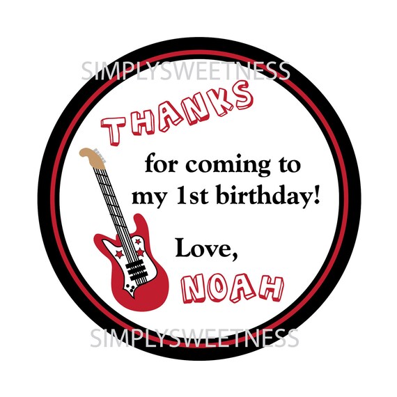 Guitar Stickers. Party Stickers, Personalized Rock Star Party, Simply Sweetness Sticker Labels Set of 25 Il_570xn