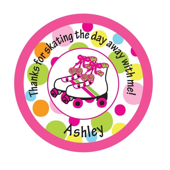 Personalized Stickers, Roller Skate,Birthday,rollerskate Favor stickers, Personalized Stickers Set of 60 Il_570xn