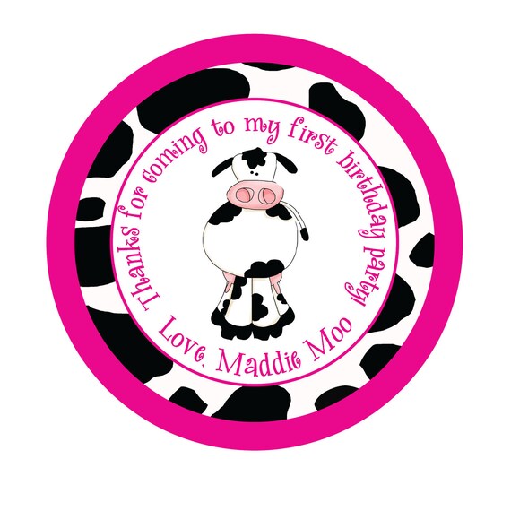 Personalized Girlie Cow Print Stickers - Set of 24 Il_570xn