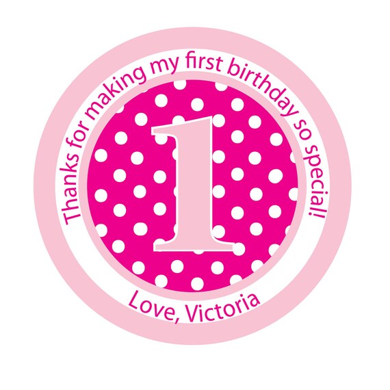 Personalized Party Stickers, Polka Dot Stickers, Birthday, Favor bag stickers Set of 25 Il_570xn