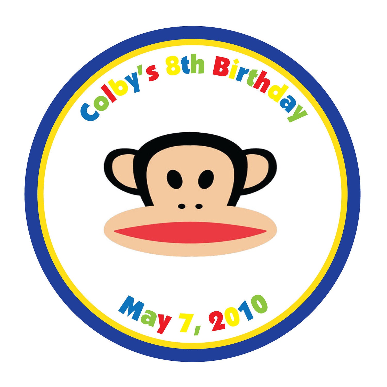Personalized Party Stickers, Polka Dot Stickers, Birthday, Favor bag stickers Set of 48, 3 inch round Il_570xn