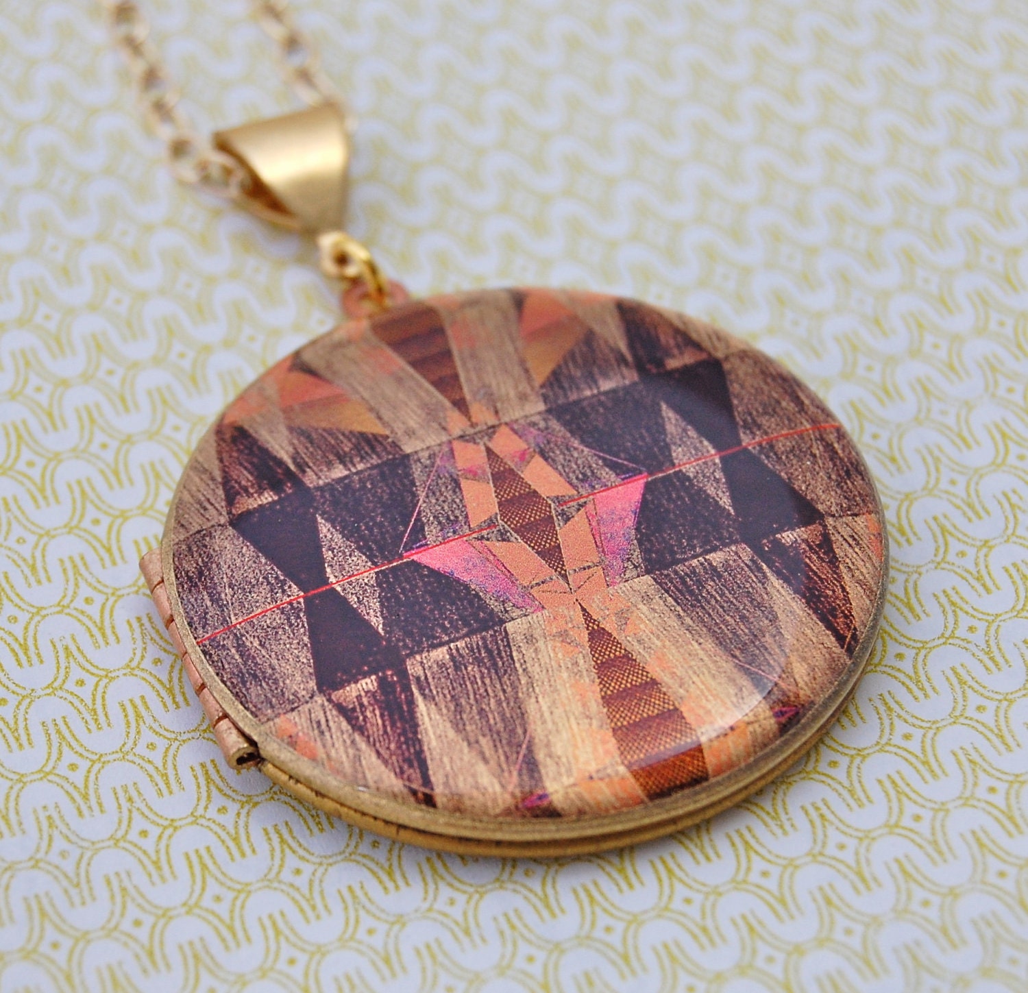 Alyson Fox Vintage Art Locket Necklace "Origami"
