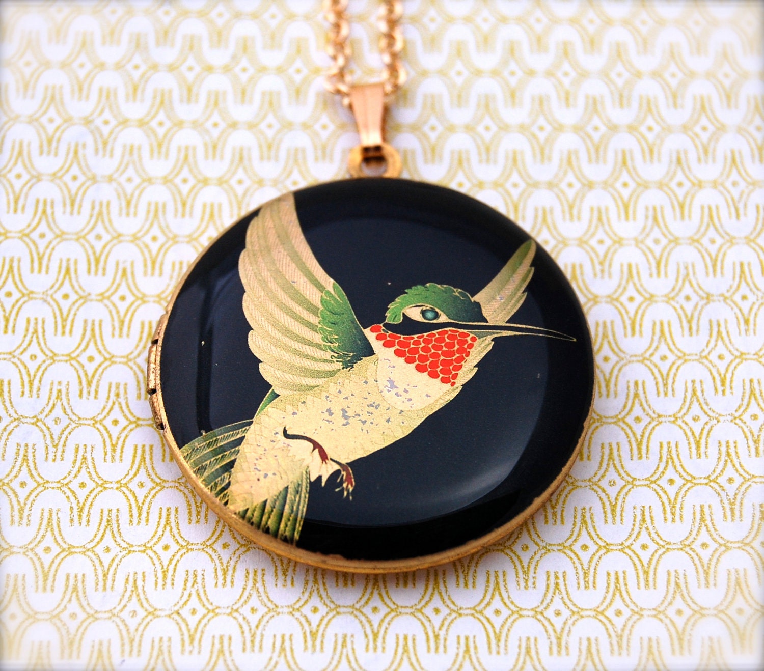 Hummingbird Locket Pendant Necklace