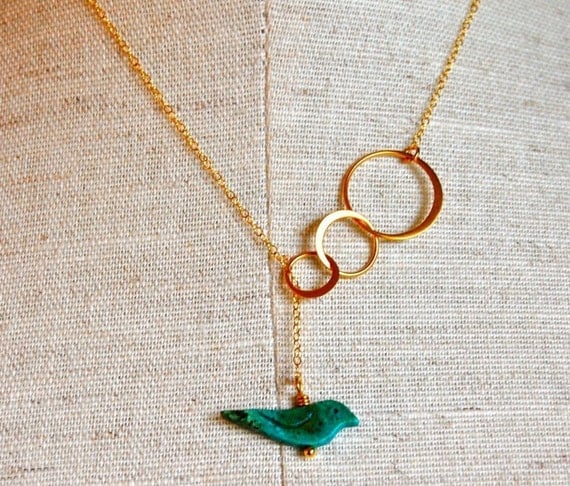The Bubbles and Turquoise Bird Lariat