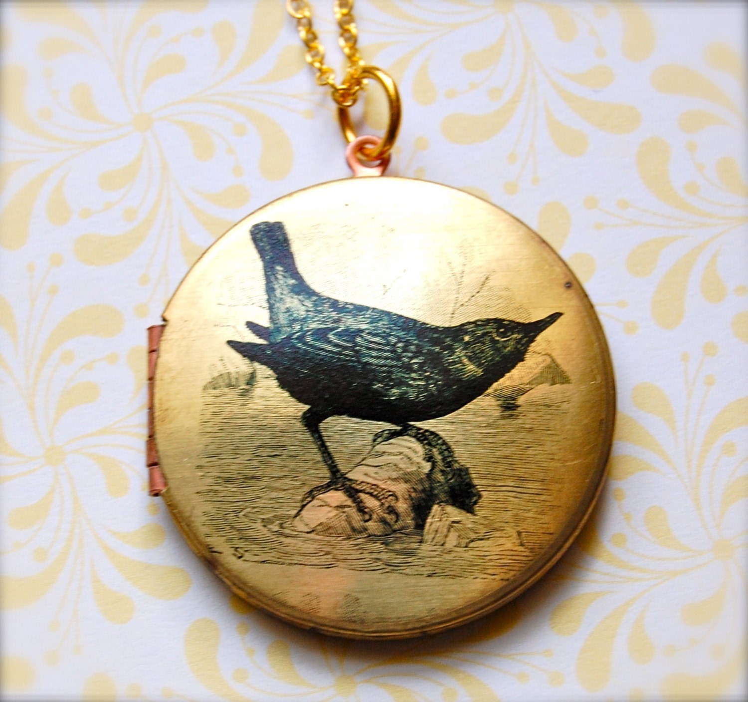 Vintage Bird Locket Necklace
