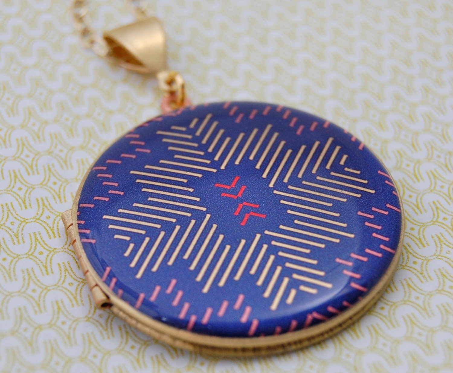 Alyson Fox Vintage Art Locket Necklace "Sticks"