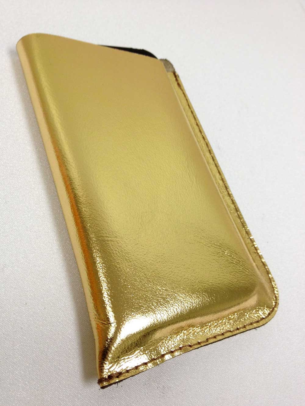 Handmade Gold Leather iPhone Case 3G/3GS/4/4S Cover iPod cozy sleeve pouch