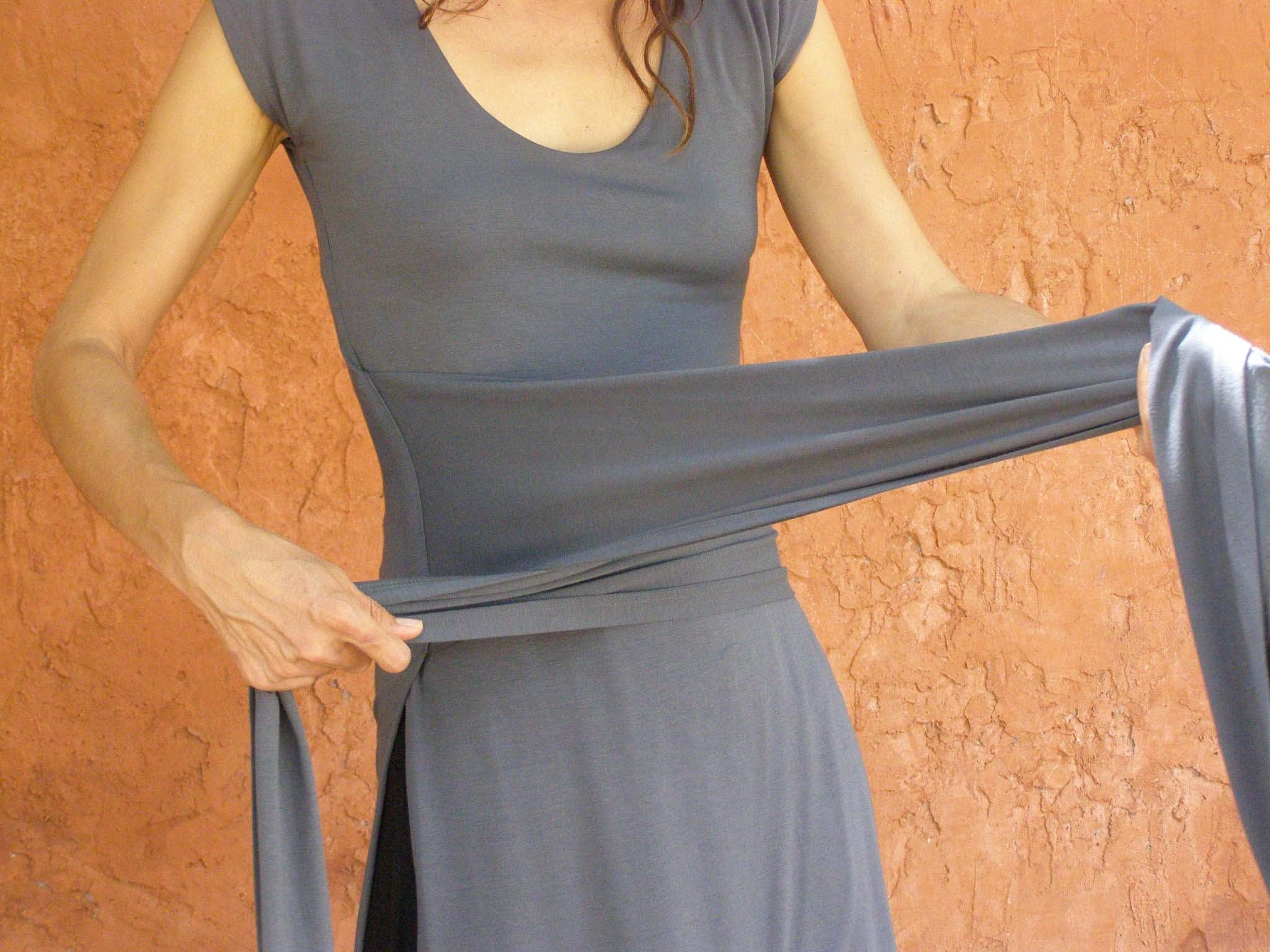 Grey womens top/tunic- Tibetan wrap tunic -Wrap top for women-made to order short or long sleeves-Choose your color