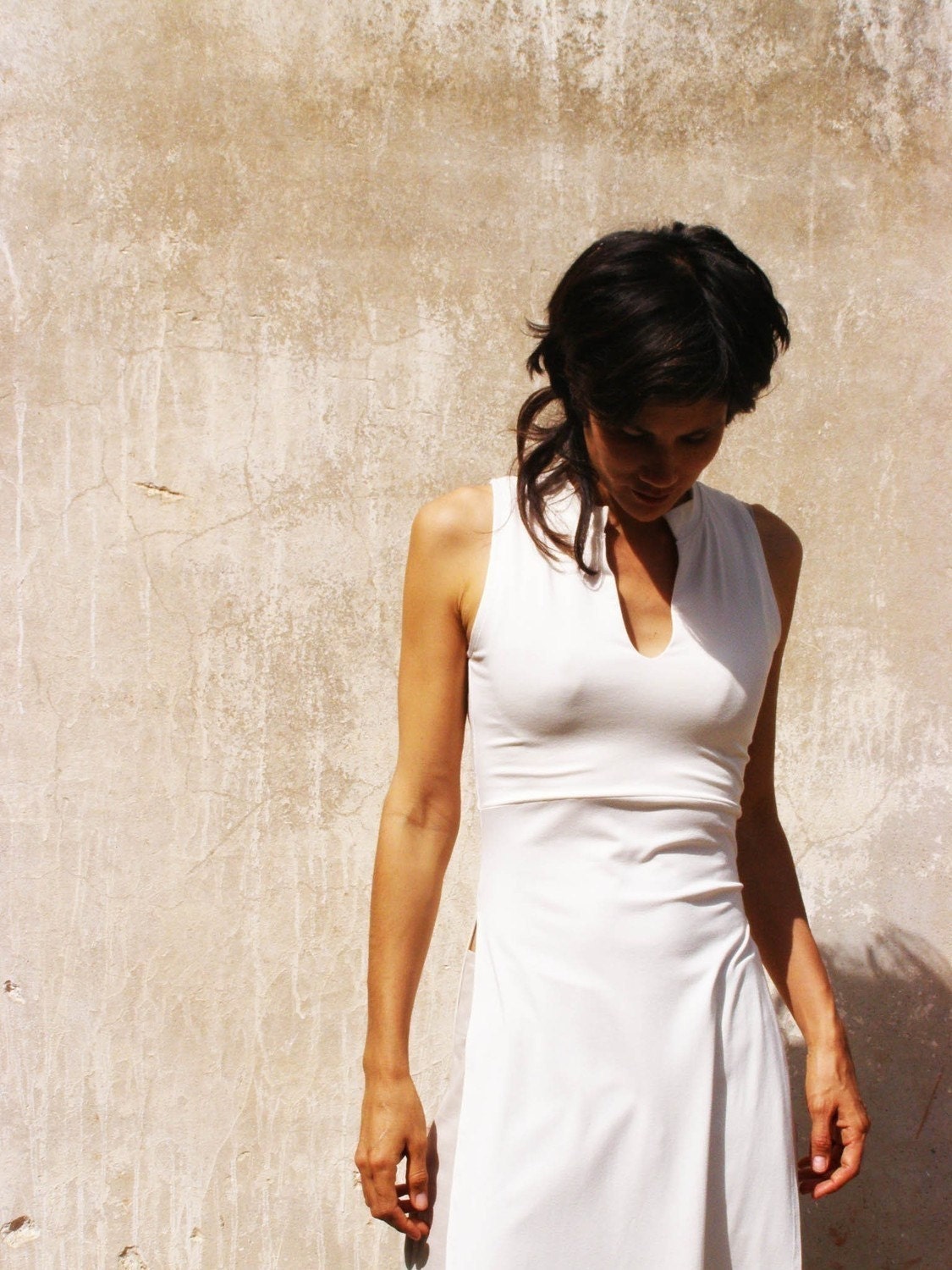 ASIAN lycra/jersey  TUNIC-Womens sleeveless tunic-Made to order-Choose your color-Summer womens tunic in white