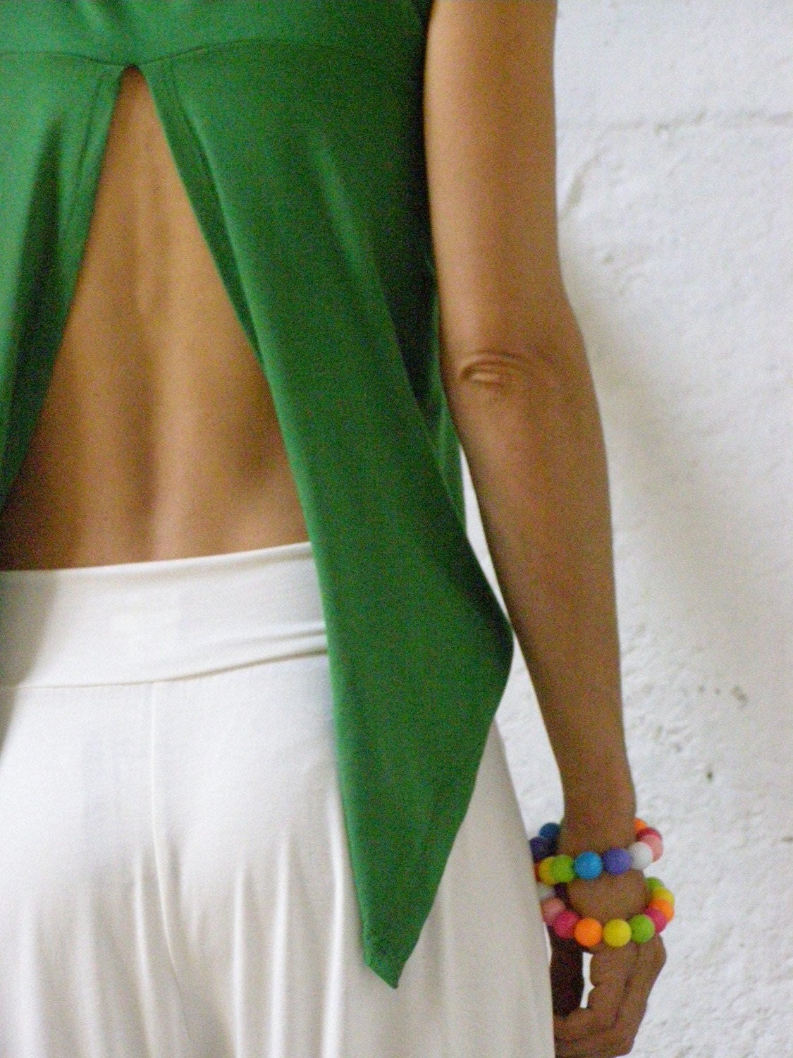 Convertible top or 3  ways to wear your summer top in spring green
