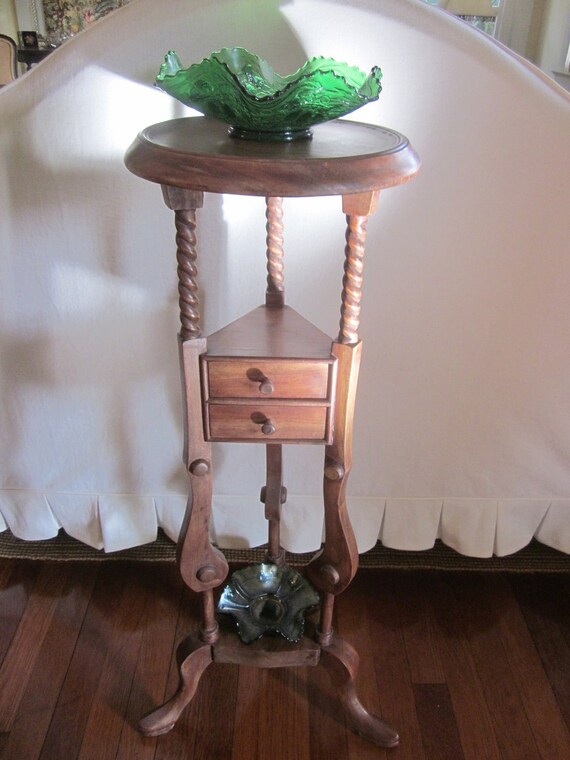 Antique Mahogany Barleytwist Smoking Stand by thegypsytrunkvintage