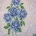 Vintage 54 x 62 Rectangular Linen Tablecloth with Blue Roses