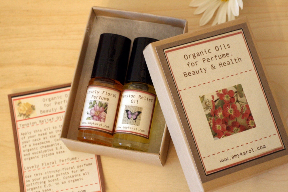 Organic Lovely Perfume and Tension Relief Oils: A Boxed Set