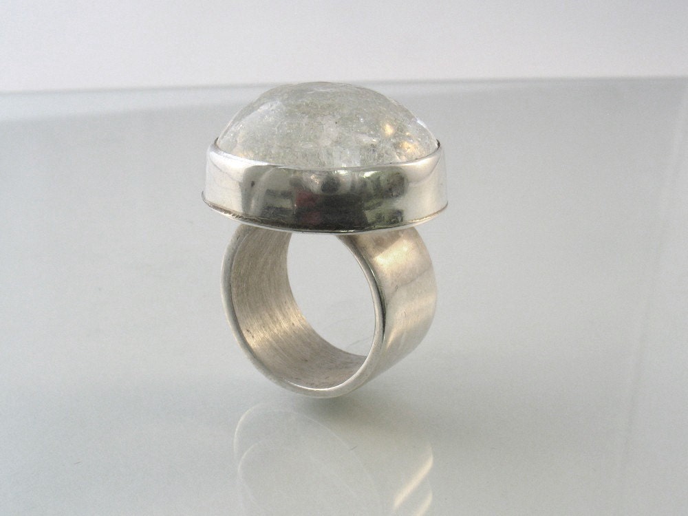 The Ice Galaxy - sterling silver and glass ring