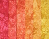 Hand Dyed Cotton Quilt Fabric, TERRA COTTA medley, 6 Fat Quarters in Warm, Autumnal Oranges