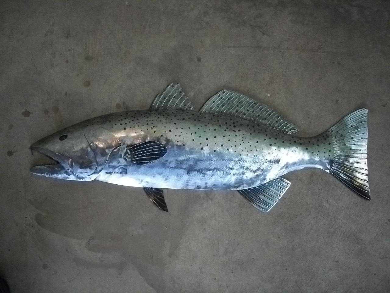 Speckled Sea Trout Handmade Fish Sculpture  Tropical Beach Coastal Wall Art ocean