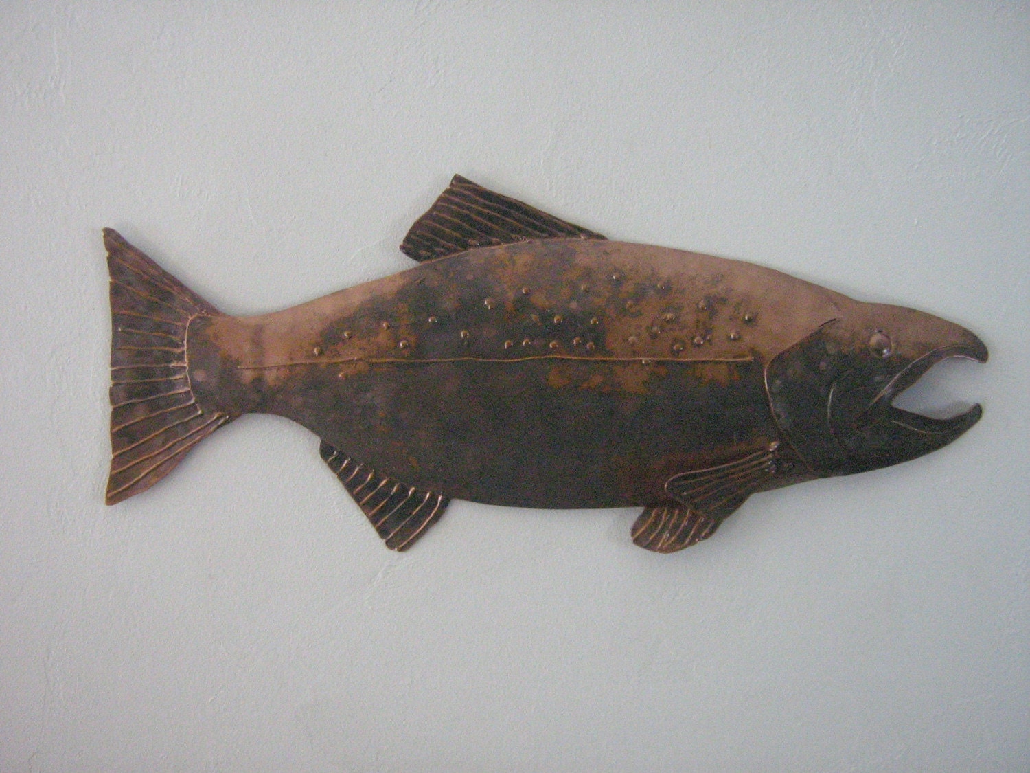 Salmon Metal Fish Wall Sculpture Lodge by SallenbachFishArt