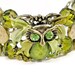 Owl Bracelet Womens Double Strand Peridot Green Jewelry OOAK