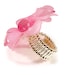 Large Cocktail Ring Pink Flower Stretchy Band Womens