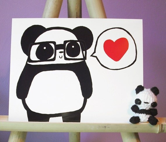 Nerdy Panda Love 8x10 Glossy Print