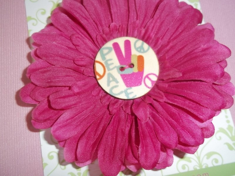 Flower Power - Deep Pink Peace Sign  Flower Clip - Great Barrette for Back to School, Summer, Fall, Photography Prop