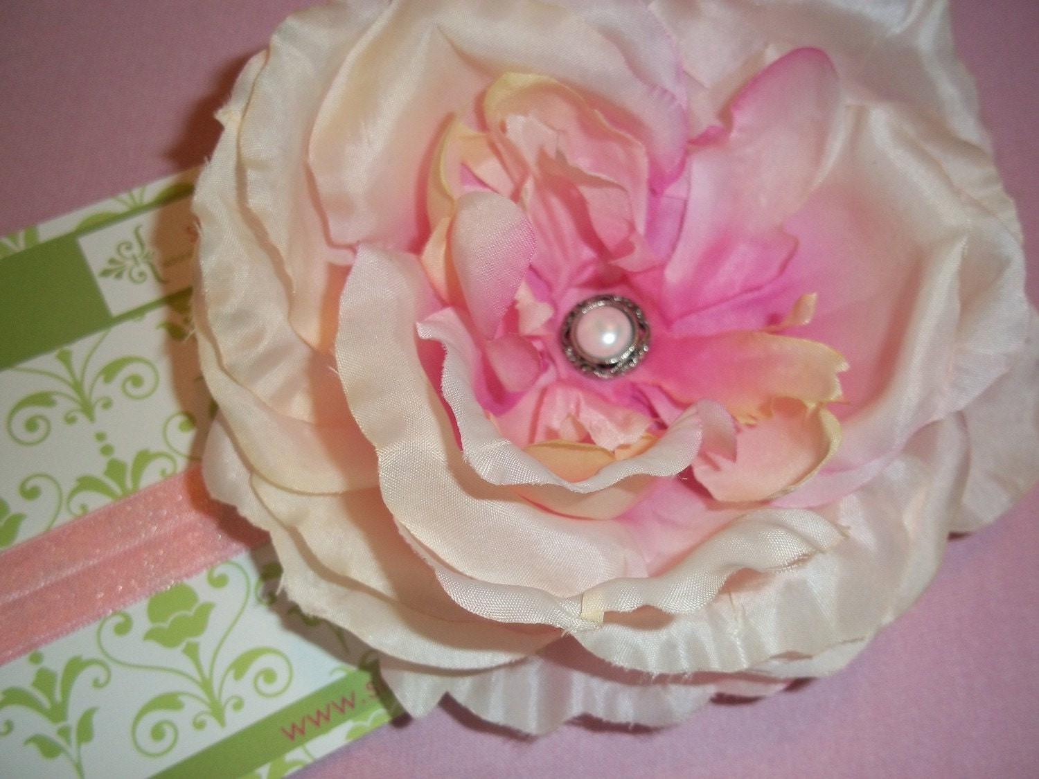 New - English Rose Collection - Beautiful Pink Rose Flower Headband - Baby/Infant/Toddler - Perfect for Summer, Special Occasions,  Photography Prop