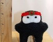 Tiny Eco Ninja Pocket Plushie LESS THAN 4 INCHES Black with Red Head band