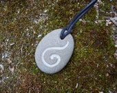 SALE- Primitive Beach Stone Spiral Pendant