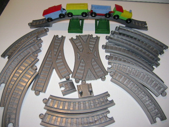 1960s Plastic Toy Train Set with tracks