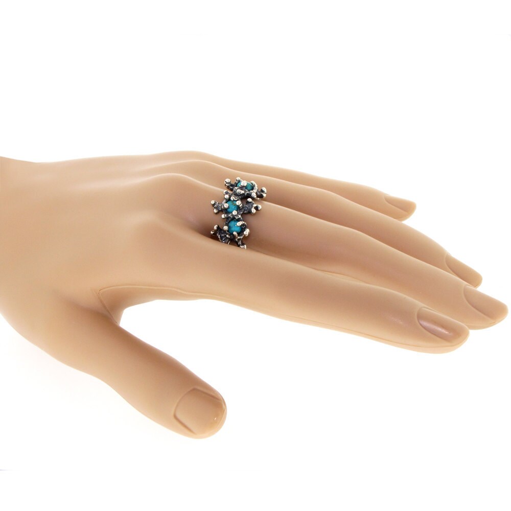 20% off SALE Ends May 23- BETWEEN THE Seaweeds Silver Gemstone Ring, Sterling Silver Turquoise Ring, Contemporay  Italian Jewelry