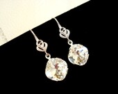 Swarovski crystal earrings, Bridal earrings, bridesmaid earrings, wedding jewelry, flower accent earrings