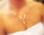 Bridal necklace, gold necklace, Swarovski pearl necklace. wedding necklace, bridesmaid jewelry