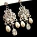 Chandelier earrings, bridal earrings, wedding jewelry, Swarovski crystal and pearl earrings, wedding earrings, dramatic earrings