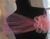 JUDITH - Pink Floral Tulle Wrap - Any Color