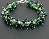 Green and Black Confetti Fringe Bracelet