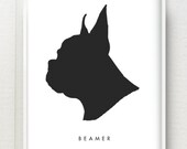 Custom Pet Silhouette Black and White or Color Print 11x14 - Modern Personalized Dog or Cat Art - Great gift for pet parents