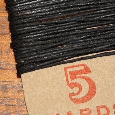 5 YARDS, heavy duty BLACK waxed linen thread