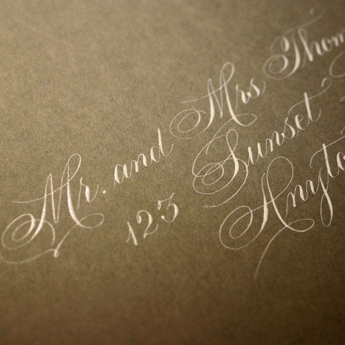 Wedding Calligraphy Envelope Addressing, Flourished Spencerian Calligraphy
