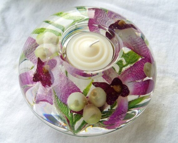 Mothers Day SALE- Purple Striped Orchid Candle Holder