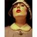 Autumn Portrait Pendant with Jasmine Mink White Fur Collar - Original Art - Upcycled Vintage - by Moonshine Baby