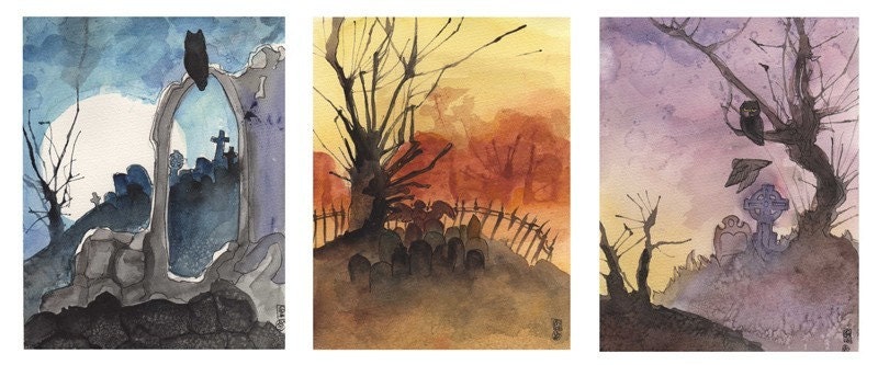 Scenic Cemeteries- 3 print set