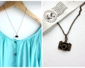 A Cute Antiqued Bronze Necklace. Photographer, World Traveller. Gifts For Girls. Holiday Gift Ideas. Cute Gift for Her.