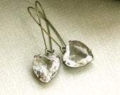 A Vintage Rhinestone Heart Glass Jewels Vintage Style Earrings. Gifts for Bridesmaids. Estate Style.  Bridesmaid Earrings. Maid of Honor.