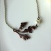 A Single Copper Oak Leaf and Pearl Necklace. Vintage Style Necklace. Vintage Wedding. Bridesmaid Gift. Gifts For Her. Bridesmaid Necklaces