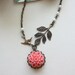A Soft Coral Chrysanthemum, Dahlia Flower, Flying Bird, and Leaf Branch with Ivory Pearls Necklace. Gift Ideas for Bridesmaids.