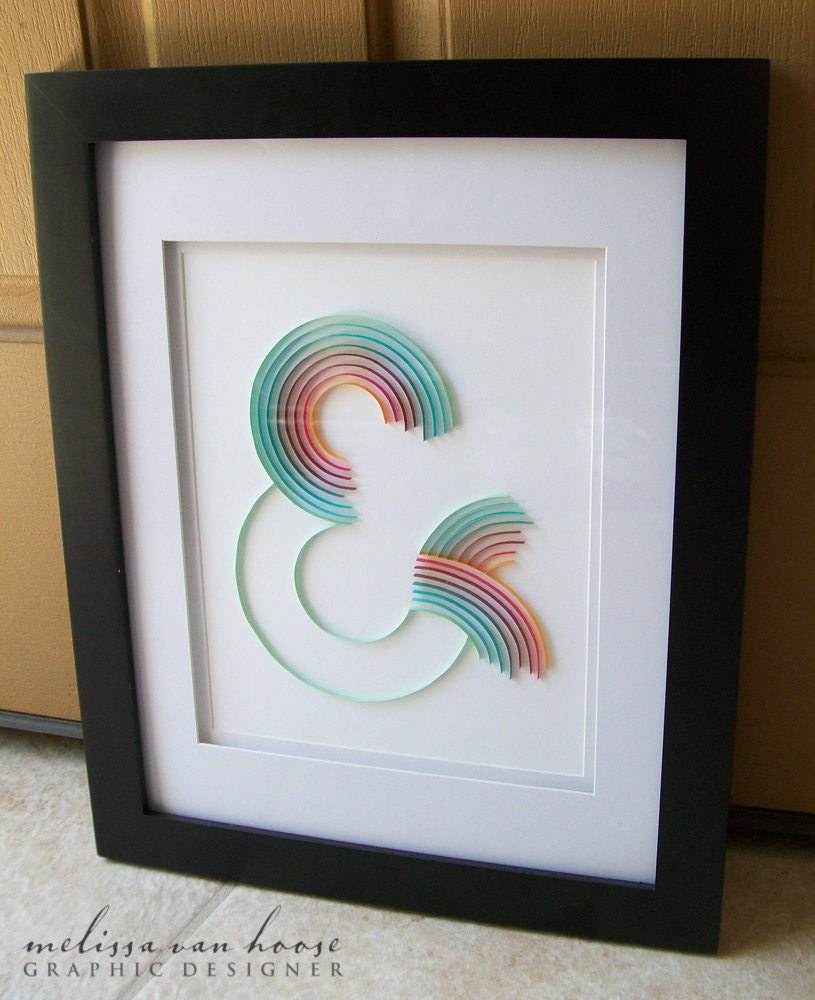 Shades of Red, Aqua, Yellow Retro Quilled Paper Ampersand Wall Art