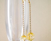 Long Dangle Earrings - Art Deco Style - Gold Plated Clear